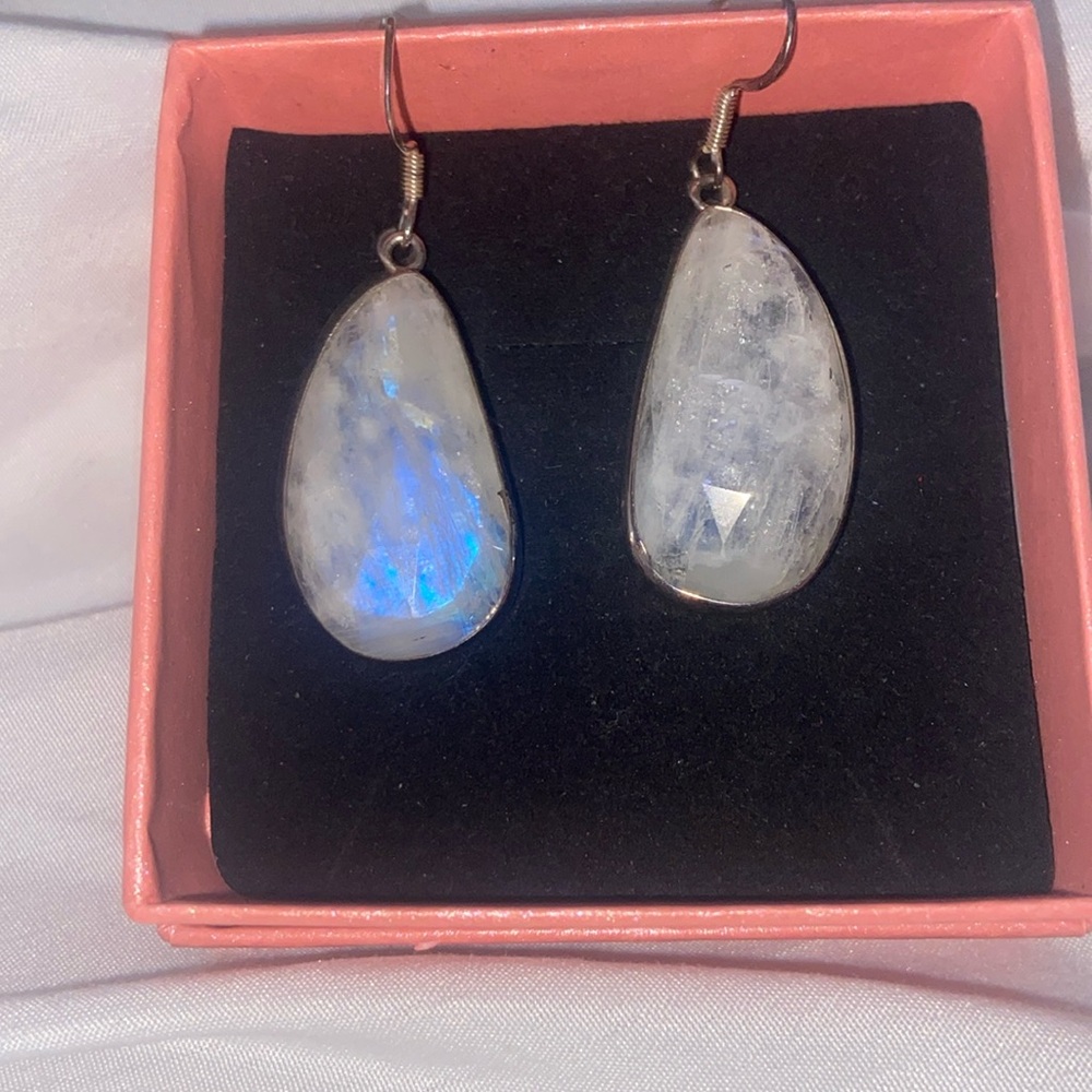 Gorgeous genuine moonstone earrings. Handcrafted
